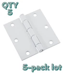 Nos 5-PACK Lot National Hardware N109-183 White 3.5" Door Hinge Square Corner. Fixed Price $30.38.