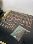 Vintage/retro Hammered Copper Metal Strap Cabinet Door Hinges Lot W/ SCREWS43. Fixed Price $135.00.