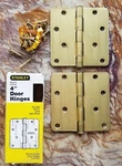 Vtge 2X Stanley Solid Satin Brass Rounded Corner 4" Mortise Door Hinges Usamade. Fixed Price $8.69.