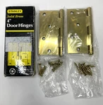 Stanley Solid Brass 4 Inch Hinges With Square Corners 08-3850 Nos. Fixed Price $22.00.