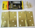 12PK Stanley 4" Bright Brass Square Corners Residential Door Hinges S821-280. Fixed Price $36.00.