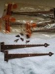 4 Pair Vtg Mckinney Forged Iron 8.75 In. Strap Hinge Hardware Olde Copper. Fixed Price $50.00.