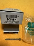 Crl Brushed Nickel Square Style Hole-in-glass Fixed Panel U-clamp. Fixed Price $10.00.