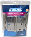 New Schlage Hinge Project Pack, 3.5" Square, Satin Nickel Finish. Fixed Price $17.99.