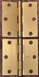 Pack Stanley 3-1/2" X Square Corner Residential Satin Brass Hinge. Fixed Price $9.95.
