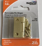 Qty 10 (5 Packs X2) National Hardware 1-1/2 In. Brass-plated Door Hinge. Fixed Price $29.99.