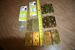 Lot Of 5 Stanley 4" Brass Colored Hinges 1) 08-3401 08-3400 Unused? See Pix!!. Fixed Price $9.99.
