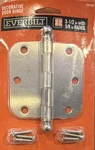 (1-PK) Everbilt Door Hinge With Finial Satin Nickel 3-1/2" X 5/8" Radius 14419. Fixed Price $16.84.