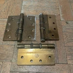 QTY3 Stanley Cannonball 4" Brass Steel Door Hinges Vintage Hardware PAT#2154860. Fixed Price $25.99.