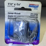 National Hardware Corner Braces 1-1/2" 3/4" N206-920 Box Pack New/old. Fixed Price $5.00.