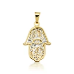 14K Two-tone Gold Hamsa Hand Evil Eye Of Protection Diamond Cut Pendant Necklace. Fixed Price $489.99.