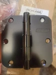 Schlage Aged Bronze 3.5X3.5 Plain Bearing 5/8" Radius Corner Mortise Hinge 3-PK. Fixed Price $14.50.