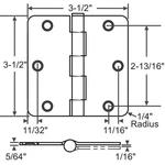 Grainger Approved 56-261SBRS Butt HINGE,STEEL,100.0 Lb Load Cap.,pr 451J35. Fixed Price $6.81.