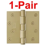 Emtek 1-PAIR 4" X Square Corner Plain Bearing Mortise Hinge, Satin Brass. Fixed Price $5.99.