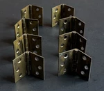#1974 One (1) Each Vintage Small Solid Brass 6-HOLE Hinge W. X 1/2 H.. Fixed Price $7.50.