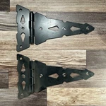 Vtg Stanley Ornamental Strap Gate Hinges Black Steel 9.5" Pair 1990S. Fixed Price $14.99.