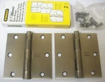 Lot Of 4 Stanley Hardware 3.5" Residential Door Hinges Square Antique Nickel. Fixed Price $28.00.
