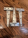 3-PACK 5 Inch T-strap Shed Barn Door Hinges Zinc & Galv. Fixed Price $9.00.