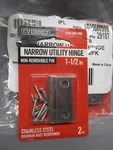 Everbilt 1-1/2" Inch Zinc Plated Narrow Utility Hinges 3X2 Packs 6. Fixed Price $10.00.