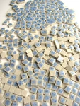 Vintage Mcm Tile Lot Ceramic Mosaic Loose Blue Crystalline Pebble + Mini Squares. Fixed Price $49.99.
