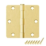 Hosom 12 Pack Door Hinges Brushed Brass 3.5 Inch Satin Gold Interior Roun. Fixed Price $43.97.