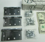 Set Of 3 Design Hardware Ball Bearing Door Hinge Satin W/screws BB5 Mortise 4.5". Fixed Price $19.95.