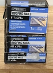 Lot Everbilt #11 3/4 Roofing Nails 1LB Boxes Electrogalvanized Smooth. Fixed Price $34.65.