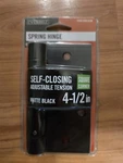 Everbilt Adjustable Spring Hinge Matte Black 4-1/2" Square Radius 28906. Fixed Price $13.99.