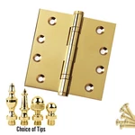 Door Hinge 4 X Solid Brass Ball Bearing Heavy Duty Polished With Tips. Fixed Price $45.09.