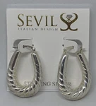 Nwt Sevil Sterling Silver 925 Oval Hoop Earrings Total Weight 6.3G Hinge Locks. Fixed Price $29.99.
