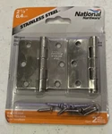 National Hardware 2-1/2 #N276-972 Stainless Steel Door Hinges #V514 (1 Pair). Fixed Price $12.50.