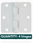 4-HINGE Pack Lot Stanley S836-338 White Powder Coat 3.5" 1/4 Radius Corners Door. Fixed Price $16.31.