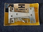 Vintage Pair Stanley Hinges 4" Unequal Leaves CD904 US2C Zinc Plated Steel. Fixed Price $5.00.