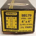 Vintage 4" Steel Door Hinges 1-1/2 Pairs W/stanley Box BB179 New. Fixed Price $14.00.