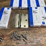 8 Set Hager Steel Brass Tone Door Hinges 3 1/2 X Round Corner 1/4 Radius. Fixed Price $30.40.