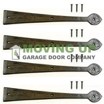Garage Door Decorative Spear Hinges 16" Black Cast Iron Set Of 4 + Hardware. Fixed Price $62.03.