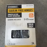 Everbilt Matte Black Squeak Free Door Hinges 3-1/2" 5/8 Radius 24PK. Fixed Price $39.99.