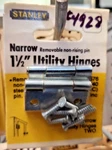 Narrow Hinges 1-1/2", Removable Pin, Zinc Plated Steel, 2-PACK, Stanley 75-1576. Fixed Price $5.49.