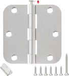 Door Hinges Brushed Nickel - 12 Pack 3.5 Inch Rounded With 5/8" Radius Satin. Fixed Price $27.80.