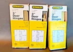 Stanley 3" Door Hinges 08-1400 W/ Screws 1/4" Radius Satin Brass Pair Nib. Fixed Price $25.00.
