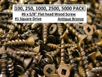 Flat Head #6 X 5/8" Wood Hinge Furniture Bulk Screws Square Drive Antique Bronze. Fixed Price $49.99.