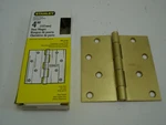 One Set Of Stanley 4" (101MM) Satin Brass Finish Steel Door Hinges 08-3100 Nib. Fixed Price $9.57.