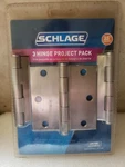 Schlage 677584 3.5 In. Satin Nickel Square Hinges (3-PACK). Fixed Price $11.10.