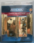 Schlage Hinge Project Pack, 4", Square, Bright Brass (SC3P1020F-605E) Fs. Fixed Price $20.00.