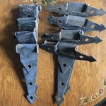 8 Large Vintage Gate Hinges Black Iron Gothic Ornamental 10 Mixed Used Wear. Fixed Price $75.00.