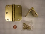 Taco #E-RC-100F 5/8" Radius Corner Door Hinge, X 3-1/2", Brass-plated. Fixed Price $5.56.