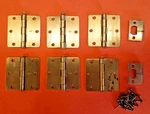 Set Of 6 Stanley Door Hinges 3.5" & Strike Plates Made Usa. Fixed Price $10.00.