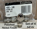 Baldwin 1092-140 Polished Nickel Finish Finial Acorn Hinge Tip Set (4) Total Nos. Fixed Price $14.99.