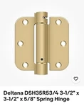 Deltana Spring Hinge DSH35R53/4 Single Action Steel 1/2" X 5/8". Fixed Price $10.95.