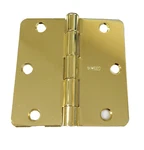 Lot Of 12 Stanley 3.5" Round 1/4" Corners Bright Brass Door Hinges S821-397. Fixed Price $48.00.